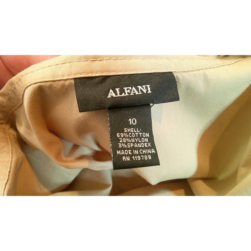Alfani Donna Karen NY Women's 10 Khaki Button down Sleeveless Dress Tie Waist - Picture 4 of 5